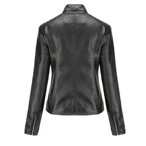 Chaqueta de Motociclista de Invierno para Mujer, Estilo Clásico, Talla XL, Mangas Completas, Abrigo de Cuero Vacuno, Relleno de Algodón, Transpirable, Tejido de Punto, a la Moda - Product Image 2