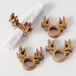 Anneaux de serviette design personnalisé accessoires de table de fête de Noël de mariage de luxe porte-anneau de serviette en bois et en papier - Product Image 1