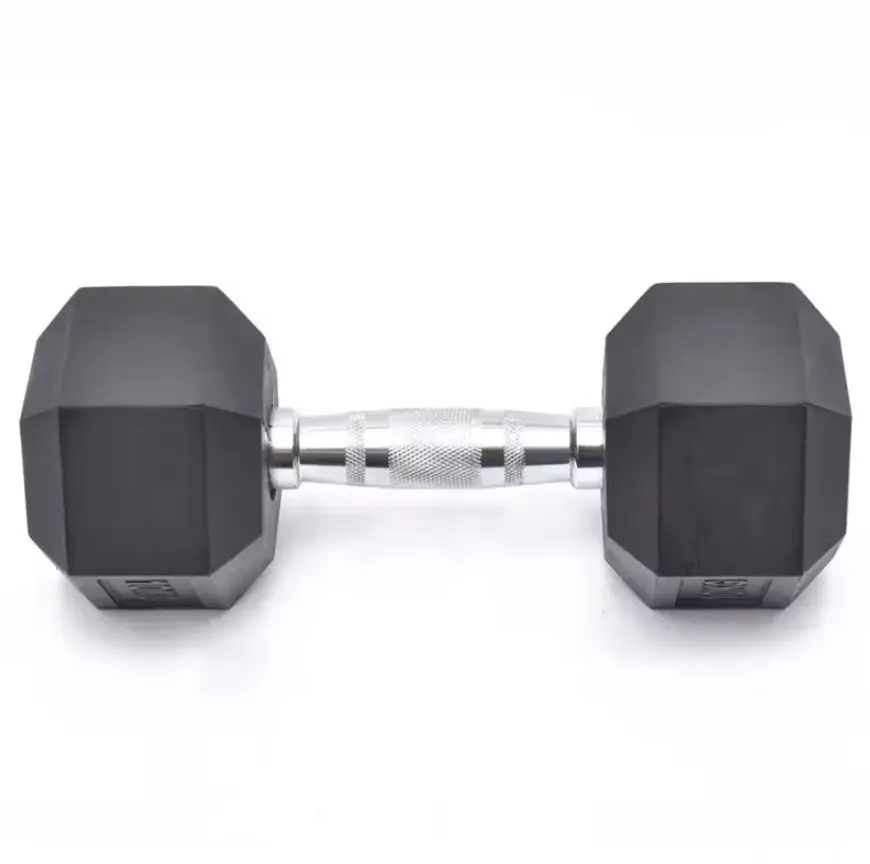 JIKE Rubber Hex Dumbbells - 8 Size Options - Hex Shaped Heads Prevent Rolling and Injury - Ergonomic Hand Weights for Exercise