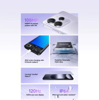 Pour Redmi Note 14 EU 5G, téléphone portable 108MP 40W 120Hz IP64, processeur Snapdragon 700 Series Octa Core, LTE, OS anglais/français, 5000mAh