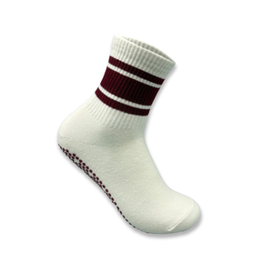 Chaussettes de yoga, de pilates et de barre avec logo personnalisé ODM, rayures jacquard, grip antidérapant, points antidérapants, rayures pour le bas du pied, commande en gros - Product Image 4