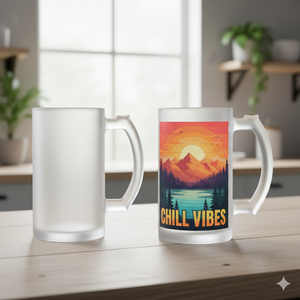 Mug en verre givré de 500 ml pour sublimation, revêtement satiné mat, pour impression par transfert thermique et promotion de marque - Product Image 2
