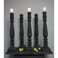 Chandelier rond vintage en bois rustique noir fait main, 80 cm, décoration de table, mariage, artisanat Kamal, fabriqué en Inde
