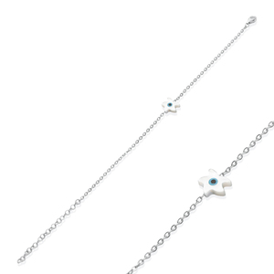 Bracelet en argent 925 fait main pour femme, style mignon, avec charme en nacre de style œil turc, marque THEIA - Product Image 5