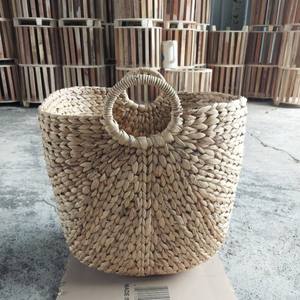 Multifunction Water Hyacinth <b>Storage</b> For <b>Drinks</b> Foods Fruits Home Office Set Of 3 Sustainable Natural Color Tall Square Baskets - Product Image 3