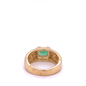 <b>Gold</b> Plated Diamond 14K Solid <b>Gold</b> <b>Ring</b> Emerald and Inlaid <b>Vintage</b> Moissanite Diamond <b>Ring</b> for Unisex Fashion Jewelry - Product Image 4