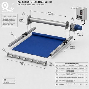 Couverture de piscine automatique rétractable en PVC Water Crown, résistante aux UV, couverture de sécurité électrique pour villa, hôtel, complexe hôtelier - Product Image 5