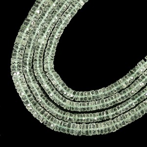 Cuentas de piedras preciosas sueltas con forma de neumático Heishi facetado de amatista verde Natural, cuentas de corte de rueda de amatista de 6-7mm para fabricación de joyas India - Product Image 6