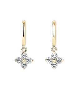 Pendientes de Diamantes Cultivados en Laboratorio con Corte Redondo de Trébol de Cuatro Hojas, Oro Sólido de 14K, Joyería Fina de Última Moda para Mujer, Regalo de Boda - Product Image 4