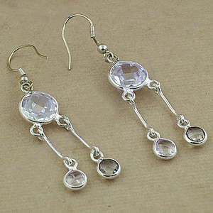 Classic 925 <b>Silver</b> Chandelier Earrings With Crystal Rhinestone Drops For Women <b>Wedding</b> Jewelry - Product Image 2