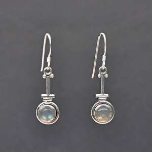 Pendientes Colgantes de Labradorita de Último Diseño de HARI OM CREATIONS, 6x8 mm, Plata de Ley con Baño de Rodio, Engaste de Bisel, Estilo Hip Hop para Niños - Product Image 3