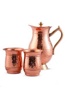 High Quality Round Copper <b>Water</b> Jug & <b>Jar</b> with Handle Eco-Friendly Kitchenware for Home Use Wholesale Tabletop Accessory Lid - Product Image 3