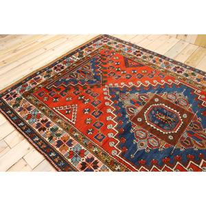Tapis turc vintage, grand tapis de 6,1 x 10,1 pieds, tapis rayé rouge et bleu - Product Image 4