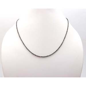 Black <b>Diamond</b> Faceted Rondelle Bead Sterling Silver Ball-Shape Necklace - Product Image 1