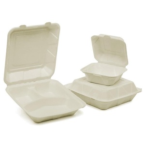 Molded Fiber Clamshell Disposable Lunch Box Convenient Take-Out <b>Containers</b> - Product Image 1