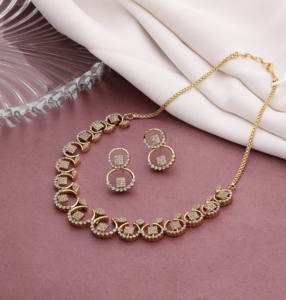 Conjunto de collares AD, Conjunto de collares con pendientes, Regalo para mujer, Conjunto de collares Ad Gold, Cobre y Latón chapado en oro laminado - Product Image 2
