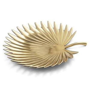 Plateau de service élégant en métal plaqué or décor de ferme plateau de fête de mariage en forme de feuille ou plateau de service de nourriture - Product Image 3