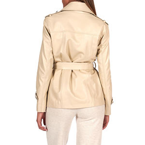 OEM High Quality Women's Winter Leather <b>Jacket</b> Breathable Solid Color <b>with</b> Zipper Closure XL Size Dyed Wholesale Supply - Product Image 2