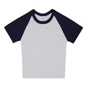 Camisetas de mujer de nuevo diseño, manga corta, cuello redondo, 100% algodón, camiseta básica lisa, negra, blanca, top corto para mujer - Product Image 6