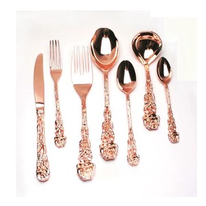 Juego de 5 cubiertos de acero inoxidable con asas de diseño antiguo, cubiertos, cuchara, cuchillo, tenedor, utilizado en la mesa de la cocina, juegos chapados en Color plateado - Product Image 6