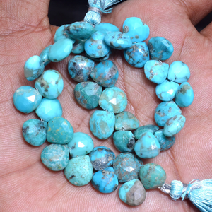 Briolette สีเทอร์ควอยส์หายาก9มม.-10มม. ลูกปัดหัวใจอะริโซนาธรรมชาติเทอร์ควอยซ์เหลี่ยมเพชรพลอยกึ่งมีค่าลูกปัดหลวมสำหรับเครื่องประดับ - Product Image 5