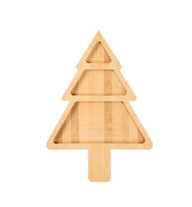 ถาดไม้ไผ่หลายช่องสำหรับใส่ของตกแต่งวันหยุดถาดไม้รูปทรงต้นคริสต์มาส - Product Image 1
