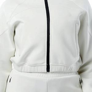 Sudadera deportiva con capucha y media cremallera para mujer, cárdigan de algodón personalizado, sudadera corta para entrenamiento - Product Image 5