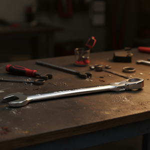 Llaves combinadas de trinquete recto cromadas con extremo abierto y anillo - Product Image 3