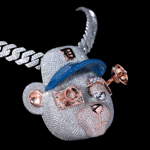 Collar con Colgante de Diamante Moissanite VVS, Diseño de Dibujos Animados, Chapado en Oro sobre Plata 925, Joyería Brillante para Hombre, Superventas - Product Image 2