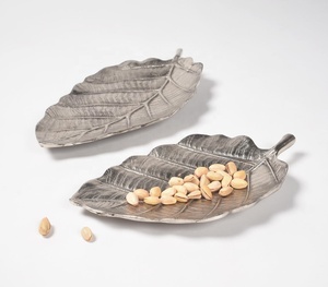 Handmade Aluminum Creative Low MOQ Decorative Leaf Trays <b>Serve</b> Ware Trays <b>Set</b> of Two Manufacturer Wholesaler - Product Image 3