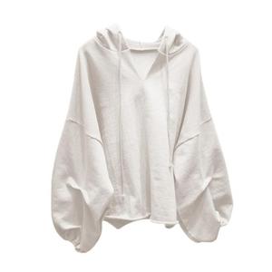 Sweat-shirt à capuche oversize pour femme, à épaules tombantes, devant court, manches longues, imprimé par transfert thermique, lettres, respirant, tricoté, style décontracté - Product Image 6