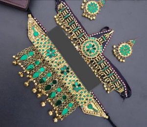 Handmade Trendy Women's Customized Afghan Pashtun Tribal Jewelry Set Unique Multicolor Gem Necklace <b>Earring</b> Headpiece Stainless - Product Image 3