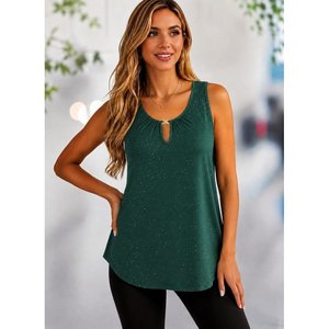 Blusa sin mangas con cuello redondo y brillo arena para mujer, 35986 - Verde - Product Image 2