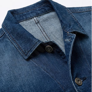 Veste en jean décontractée pour homme, style rétro, coupe décontractée, toile durable, bleu délavé, polyvalente, confortable, à porter tous les jours - Product Image 4