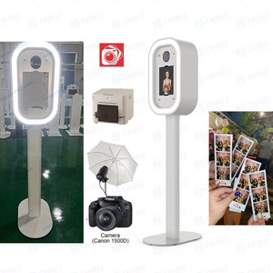 2025 New hình bầu dục DSLR Photo Booth iPad với RGB ánh sáng và trường hợp chuyến bay Selfie kiosk iPad photobooth Shell với trường hợp máy in - Product Image 1