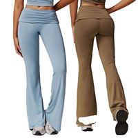 Özel Tasarım Yüksek Bel Cepli Kadınlar İçin Hip Lift Yoga Pantolonu, Spor Geniş Paça İspanyol Paça Pantolon, Günlük Fitness Boot-cut Tayt