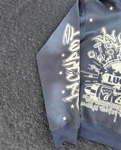 Streetwear Embroidery Logo Custom Mens Hoodie Vintage Washed Screen Printed Embroidery Heavyweight Acid <b>Wash</b> Hoodie for Men - Product Image 3