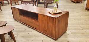 Meuble TV en teck classique rustique moderne, 2 portes, 1 tiroir, meubles de salon en bois, hôtel, style chinois européen traditionnel - Product Image 6