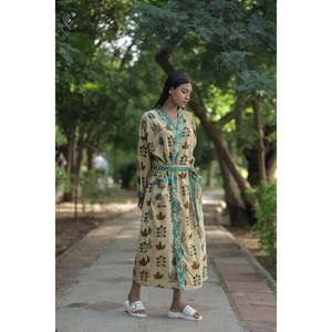 Women's <b>Lightweight</b> Breathable Floral Cotton Kimono Robe Long Boho Style Loungewear Pockets One Size <b>Dressing</b> <b>Gown</b> for Beach - Product Image 1