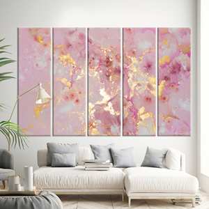 ผ้าใบพิมพ์ลายศิลปะหินอ่อนสีทอง - ของตกแต่งผนังทันสมัยหรูหรา,5P:ห่อแบบแกลเลอรี่ - Product Image 1