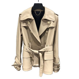 เสื้อโค้ทหนังแท้สไตล์วินเทจสำหรับผู้หญิง ดีไซน์ยาวหรูหรา พร้อมเข็มขัด มีไซส์สั่งตัดได้ เสื้อแจ็คเก็ตหนังแท้สำหรับผู้หญิง - Product Image 2