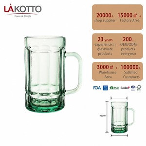 LAKOTTO Verres écologiques 430 ml, tasse à boire avec poignée, <span class=keywords><strong>verre</strong></span> transparent pour boissons froides, <span class=keywords><strong>verre</strong></span> à bière de bar, possibilité de personnaliser le logo - Product Image 2