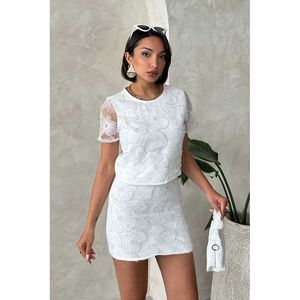 Blusa Elegante de Poliéster Tejido con Cuentas y Bordados Color Crema para Mujer, Marca TOPSHOW - Paquete al por Mayor, Tallas S, M, L - Product Image 2
