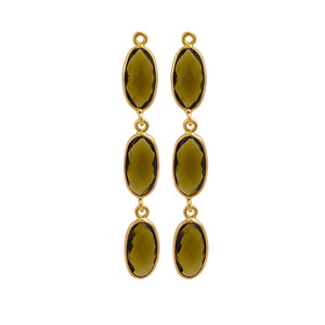 Customized <b>Blue</b> <b>Topaz</b> Single Bail Bezel <b>Earring</b> Connector Gold Plated Dangle Drop Style for Jewelry Making Components - Product Image 4