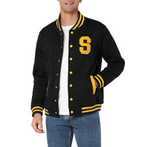Chaqueta de béisbol universitaria de moda para hombre, chaqueta Bomber con letras bordadas personalizadas en lana y cuero PU para ropa de calle - Product Image 2