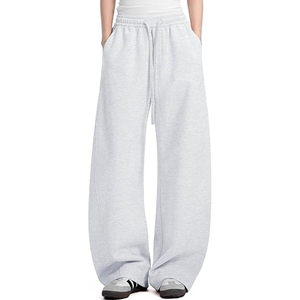 Baggy <b>Trousers</b> Men Women Wholesale Breathable Straight Sweatpants Loose Fit Streetwear Pants 100% Cotton Fleece <b>Elastic</b> <b>Waist</b> - Product Image 2