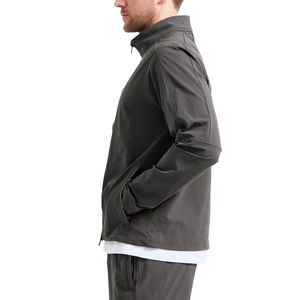 Veste pour homme à col montant, couleur unie, coupe régulière, manteau décontracté à double fermeture éclair, blouson aviateur pour hommes, vente en gros - Product Image 2