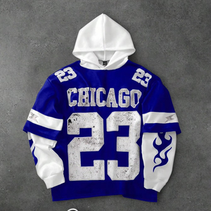 เสื้อสเวตเตอร์แบบสวมศีรษะแขนยาวมีฮู้ดซิปครึ่งแขนเสื้อสเวตเตอร์สวมหัวมีสไตล์สวมใส่สบายสำหรับยิมหรือฤดูหนาว - Product Image 1