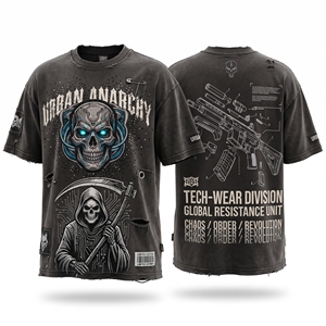 เสื้อยืดสตรีทแวร์ผู้ชาย แขนยาว/สั้น คอกลม วินเทจ สีพื้น ทรงปกติ ผ้าคอตตอนเจอร์ซีย์ 100% โลโก้ด้านหน้า ระบายอากาศได้ดี เป็นมิตรกับสิ่งแวดล้อม - Product Image 5
