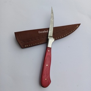 Cuchillo de Chef de acero de Damasco hecho a mano personalizado de 9 pulgadas mango de madera Pakka filete deshuesado cuchillo de cocina afilado con Funda de cuero - Product Image 2